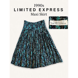 Limited Express 90s Floral Maxi Skirt Dropped Waist Pleated Grunge Cottagecore